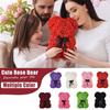 Artificial Flowers 25cm Rose Bear Girlfriend Anniversary Christmas Valentine's Day Gift Birthday Present For Wedding Party
