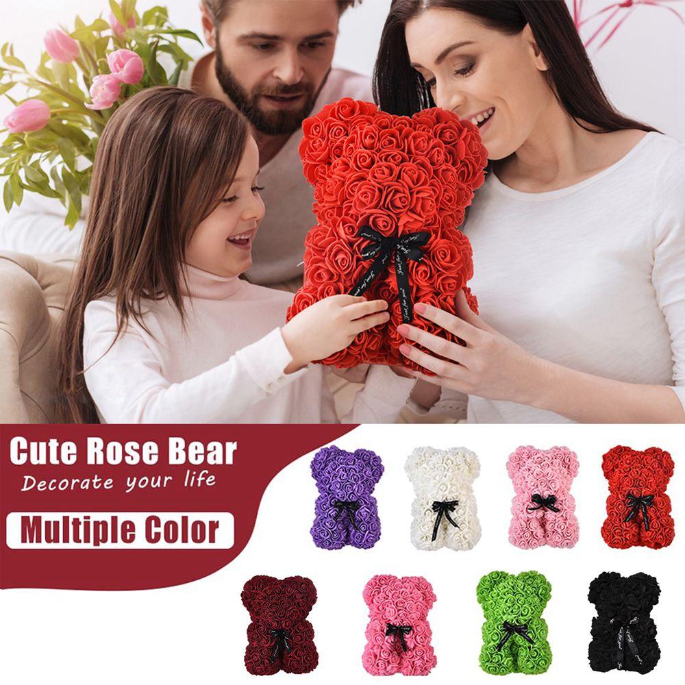 Artificial Flowers 25cm Rose Bear Girlfriend Anniversary Christmas Valentine's Day Gift Birthday Present For Wedding Party