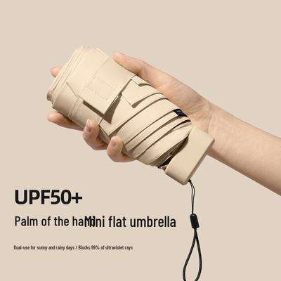 Kompakter Sonnenschirm mit UV-Schutz und Kartenhalter, doppelt verwendbar für Sonne und Regen