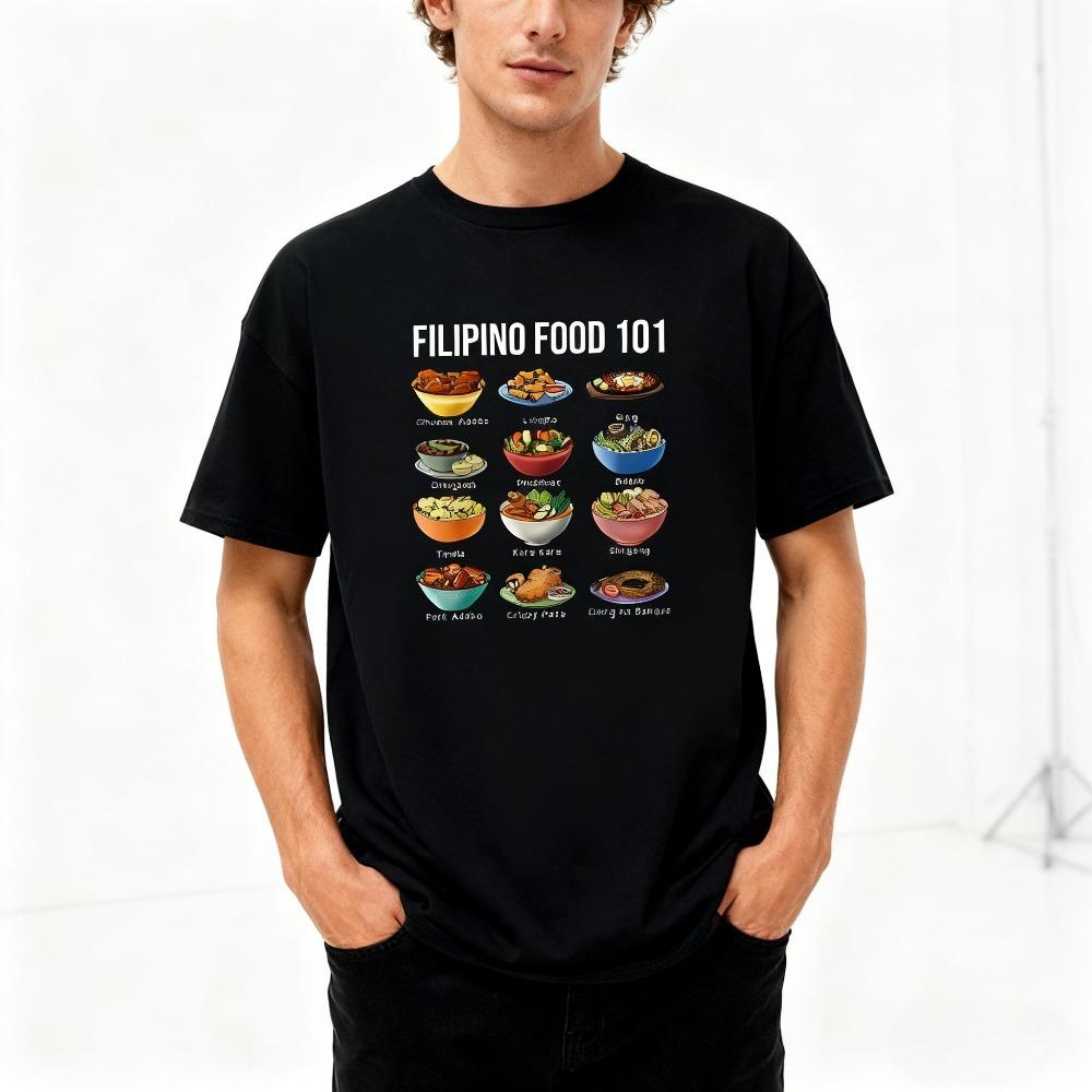 Filipino Food 101 TShirt Philippine Tourist Souvenirs Clothing Men Women Foods Lover Gift Tee Daily Life Casual Cotton Tops