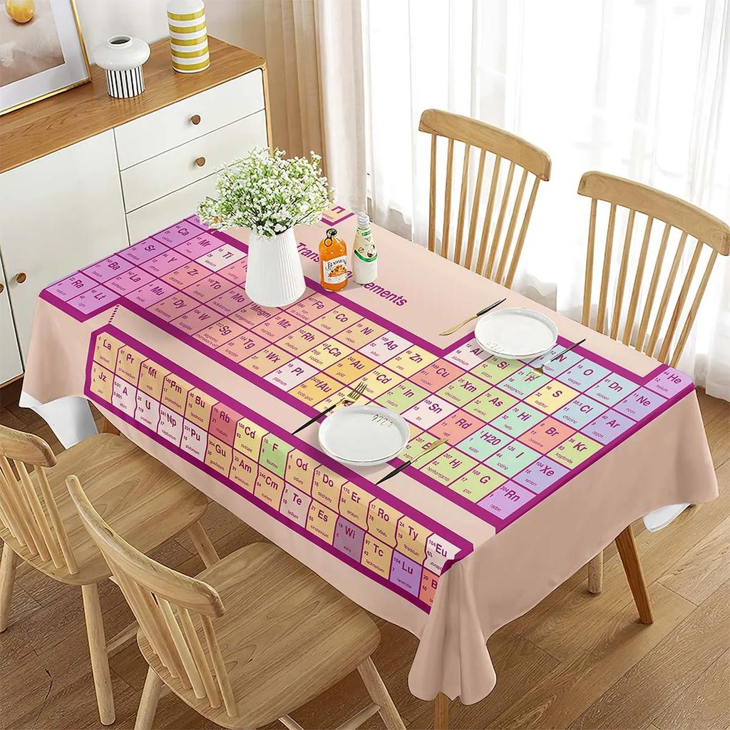 Periodic Table of Elements Rectangular Tablecloth Chemistry Topic Creative Tablecloth Decorations for Kitchen Ding Rom Party