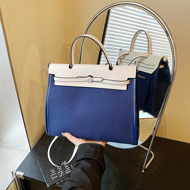 Borsa a tracolla da lavoro in PU con pannelli colorati a contrasto per donna, per l'uso quotidiano in ufficio