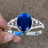 London Blue Topaz Gemstone 925 Sterling Silver Cuff Bangle Adjustable KKG-212
