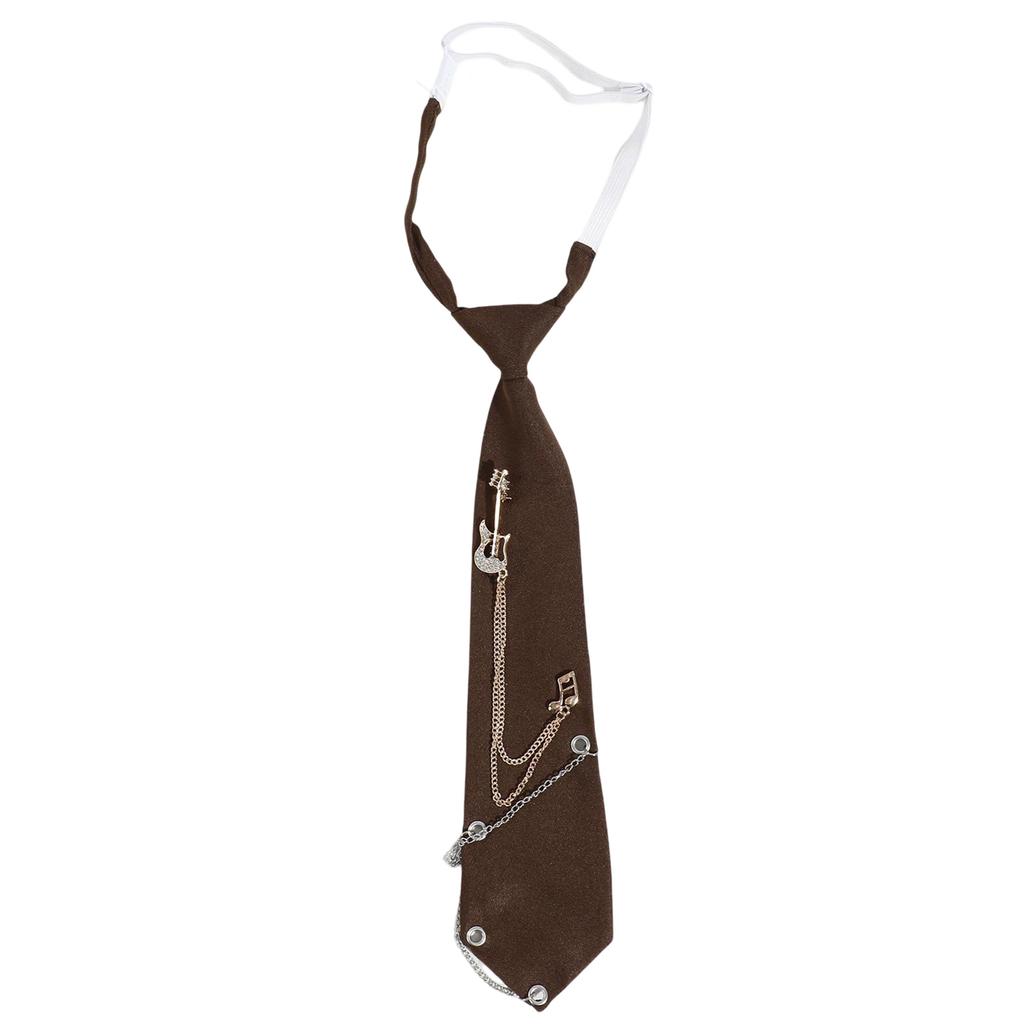 Punk Metal Guitar Chain Tie for Music Lovers and Fashion Enthusiasts Adjustable Pre Tied Necktie for Concerts Parties