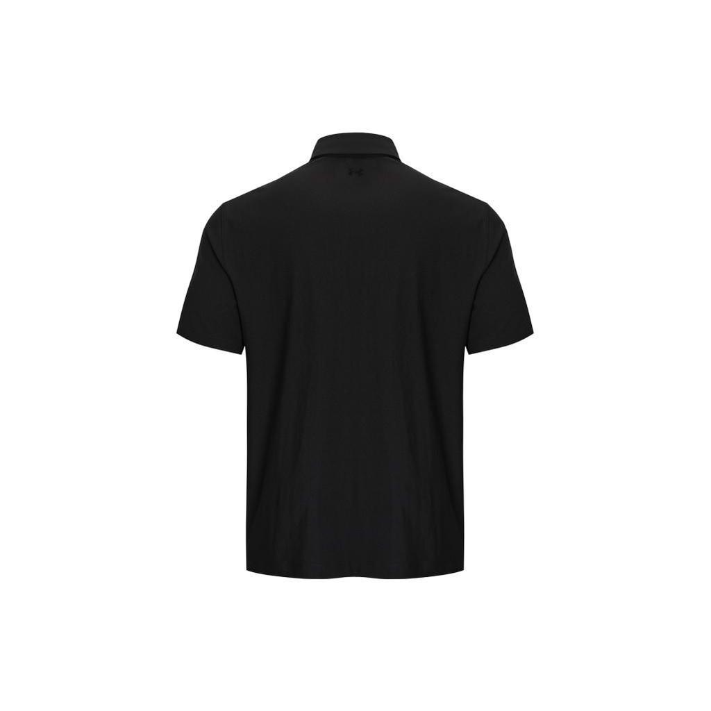 Under Armour Solid Color Double Placket Collared Short Sleeve Polo Shirt Men Tops Black 1377362-001
