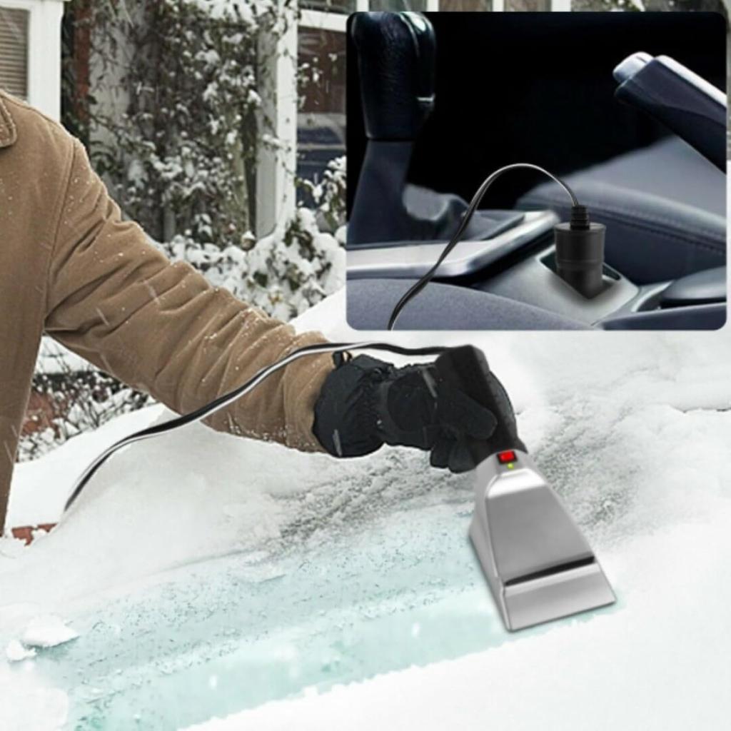 Auto Heated Ice Scraper Snow Shovel Plastic Metal 12V 18W 60°C 110.24in 3 Min Fast Heat Electric Windshield for Cars Trucks SUV