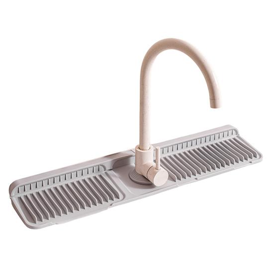 

Yousheng Kitchen Sink Faucet Mat Silicone Sink Splash Guard with Slope Self-Draining Fast Drying Faucet Mat for Splash Prevention сірий