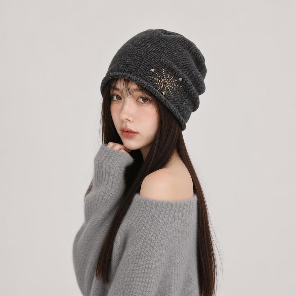 Fireworks Stacking Hat | Pop Wind Wash Sweet Cool Loose Face Small Cold Hat Baotou Hat Fashion Knitted Hat