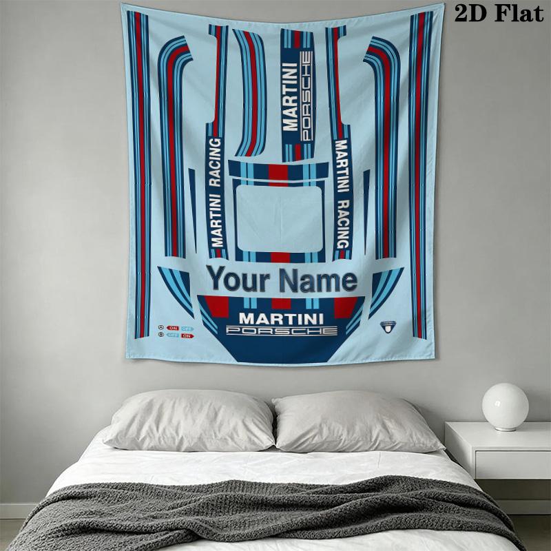 Martini Racing Custom Name Wall Tapestry Aesthetic Wall Hanging Printed Fabric Blanket Decorative Tapestries for Bedroom Living Room Home Decor