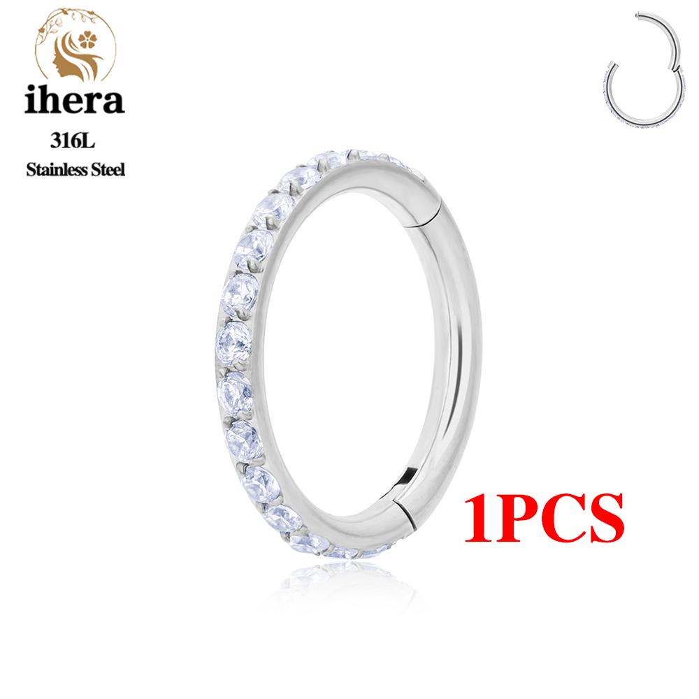 1/10 Stück Edelstahl Rund Nasenring CZ Scharnier Septum Clicker Herz Ohrring Creole Ohr Tragus Knorpel Daith Piercing Schmuck
