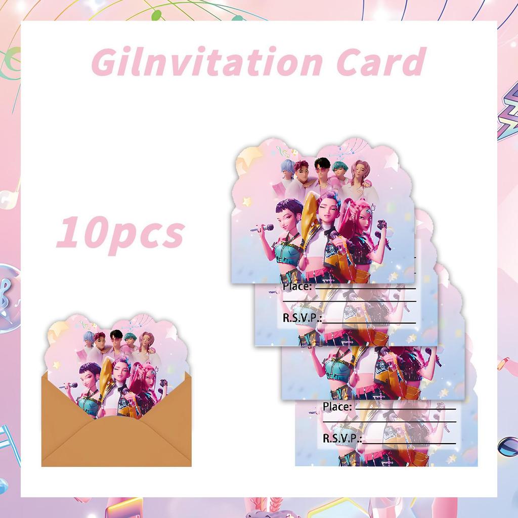 Demon Hunter K-POP Birthday Party Set: Paper Plates, Cups, Tableware, Banner, Flags