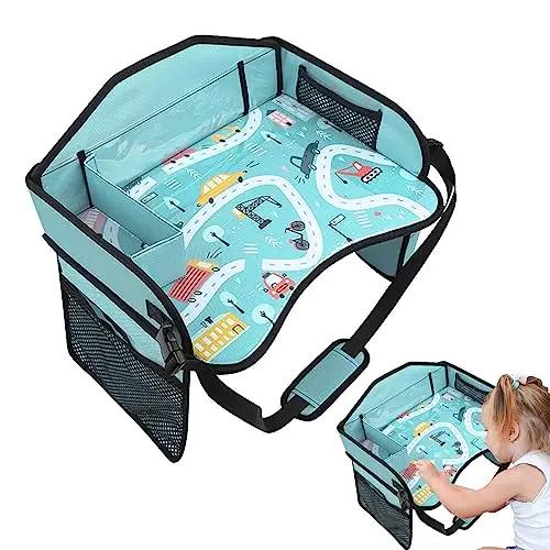 

Kids Travel Tray for Toddler Car Seat Lap Tray for Girl Boy with Cup Holder Road Trip Essentials Tablet iPad Holder Stand