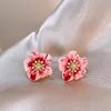 Elegant Zircon Flower and Pearl Stud Earrings - High-End Niche Design