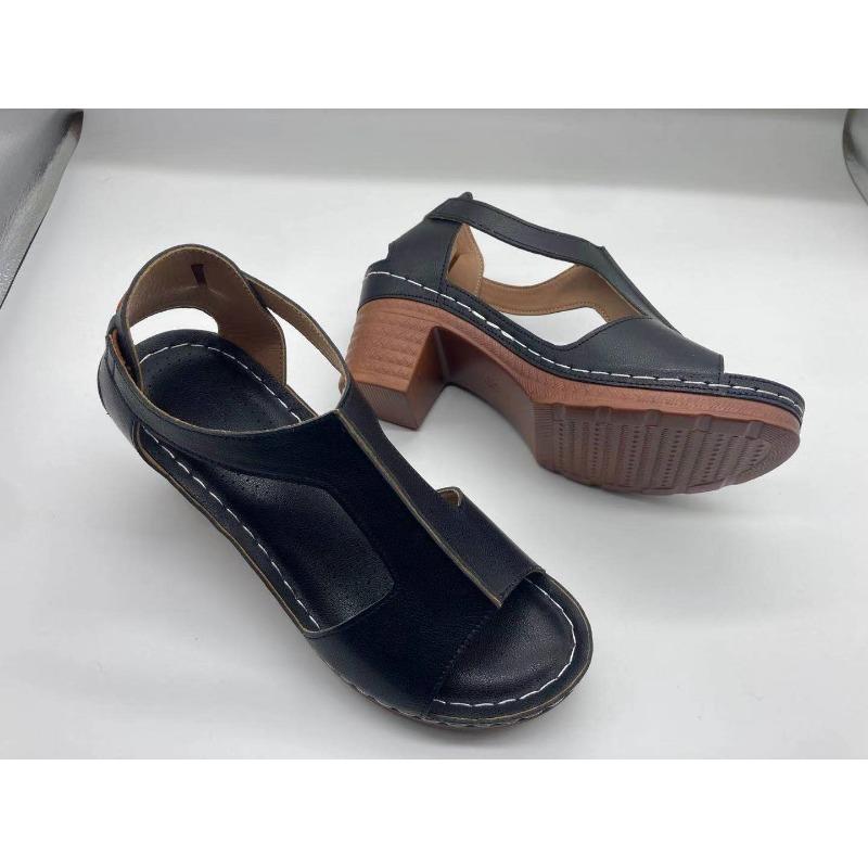 Summer New Fish Mouth Women's Shoes Wedge Heel Open Toe Buckle with High Heel Sandals