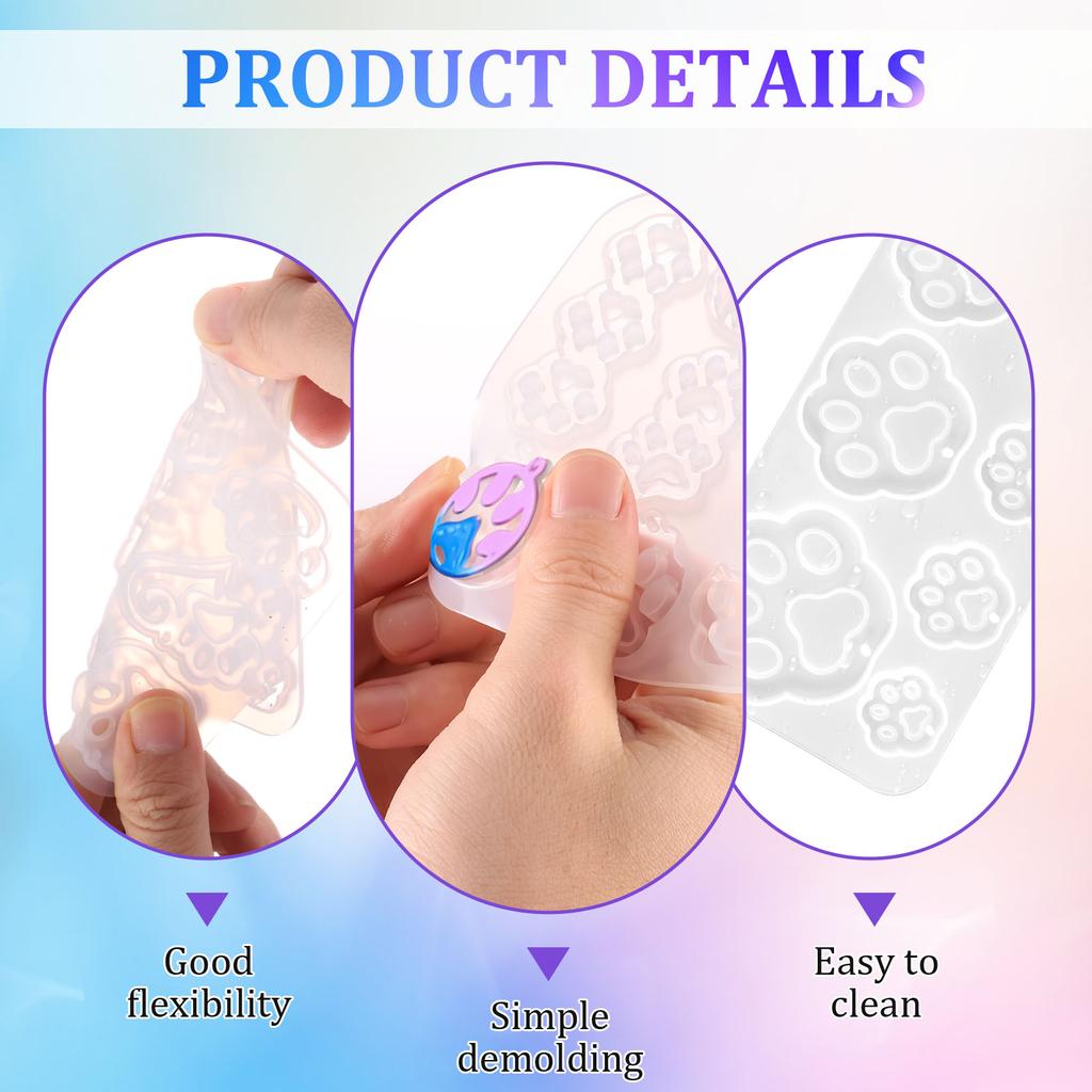 5Pcs Silicone Pet Paw Mold Set Easy Demold Dog Print Earring Mold Heat Resistant DIY Cat Footprint Epoxy Resin Craft Makingtool
