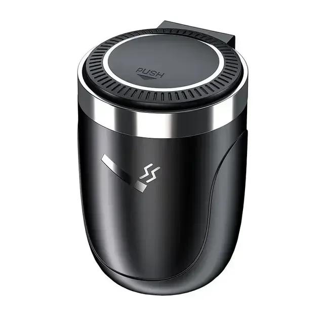 NEW Car Ashtray With LED Light Universal Alloy Ash Tray Aluminum Cup Smokeless Auto Ashtray Flame Retardant Cigarette Holder Box