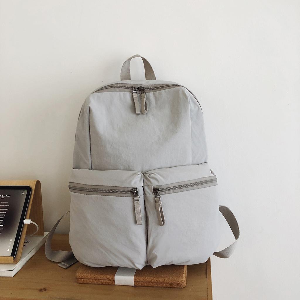 Schoolbag Backpack Korean Version Solid Color Texture Leisure Outdoor Travel Backpack Large Capacity Student Schoolbag Leisure Travel