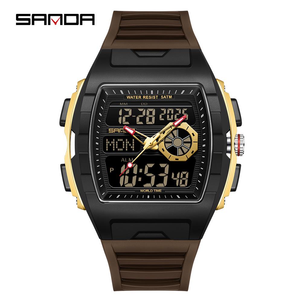 Sanda Trendy Multifunctional Sports Watch with Countdown, Snooze & Luminous Waterproof Features for Students - Model 3397