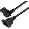 C14 to C13 Panel Mount Power Cable, 90 Degree Left IEC 320 C13 Female to C14 Male PDU Power Supply Extension Cord, for Computer LED HDTV Monitor and