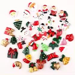 Hot Selling Handmade Paint Craft Assorted Design Christmas Decoration Ornament Flatback Resin Cabochon for Souvenirs Models 100pcs/bag