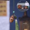 Pear Blossom Carved Gourd Pendant: Wood Ornament & Diffuser Keychain