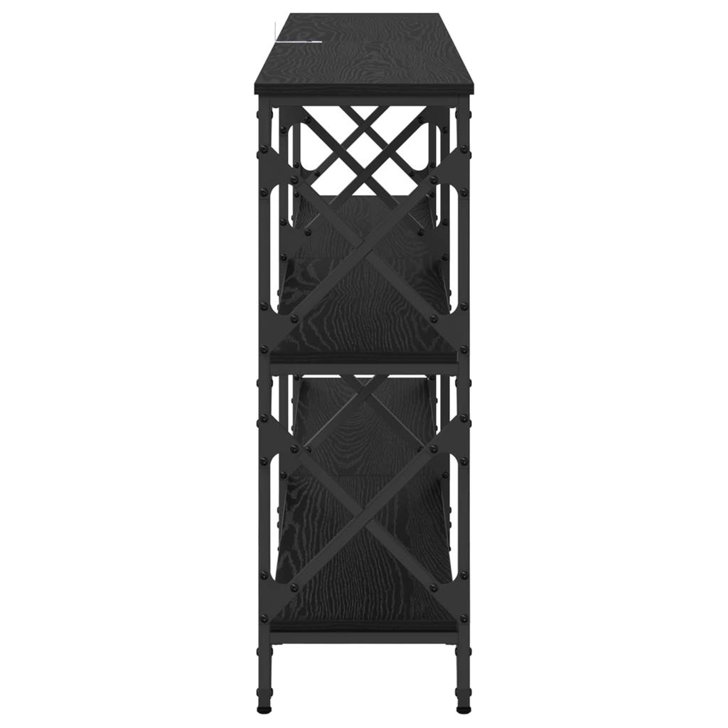 Console Table Black Oak Look 156 X 28 X 80.5 Cm