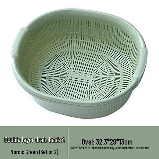 Dual-Layer Kitchen Storage Basket: Drainable, Multi-Purpose for Fruits & Vegetables