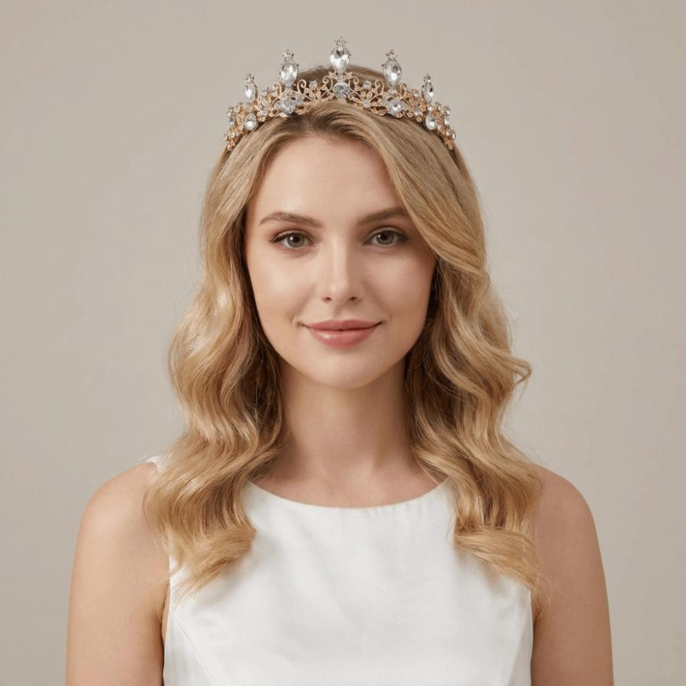 Water Drop Shape Queen Princess Crown Zinc Zinc Alloy Diadem Headwear Fashion Bridal Crown  Birthday