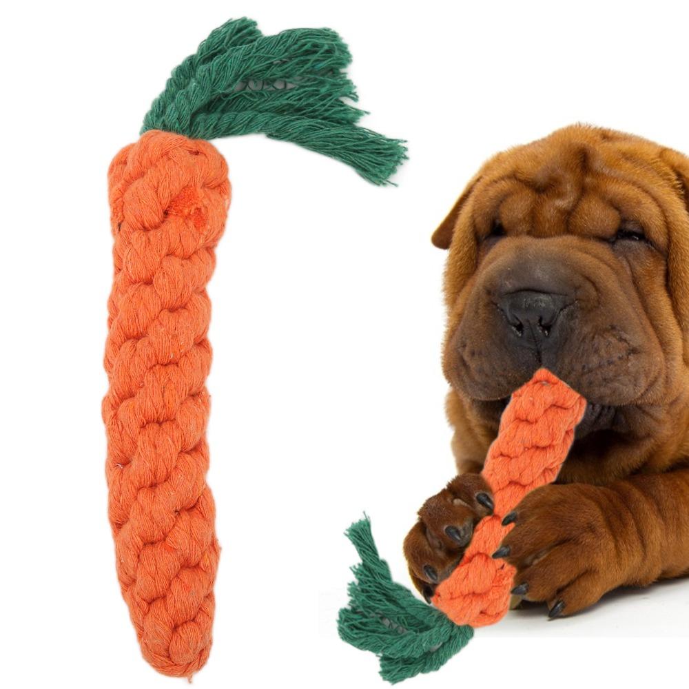 Braided Cotton Rope Carrot Rope Toy Carrot Shaped Pet Rope Knot Toy Dog Chew Toy Daily Chewing