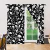 Versatile Polyester Transparent Curtains Home Decoration Black White Leaf Use Bedrooms Living Rooms Set Of 2 Made Area Decor