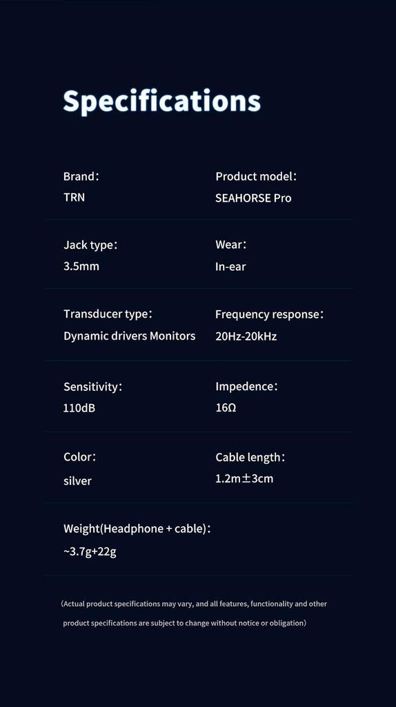 TRN Seahorse Pro Dynamic Wired Composite Aluminum Detachable Cable Intra-Conca Earphones, 14.2mm Driver, In-Ear Earphones, PU+LCP Diaphragm, Housing,