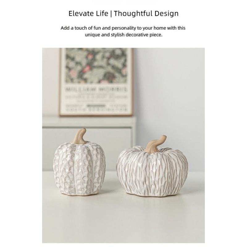 Forma di Zucca Piccolo Modello Adorabili Statuette Decorative da Tavolo Texture Ceramica Adatto per Ufficio Soggiorno Camera da Letto