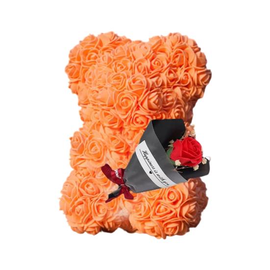 Cute Bear Artificial Rose Flower with Gift Box Valentine's Day Gifts for Mom Wife Grandma Girlfriend Sister In Mother's Day Birthday Anniversary