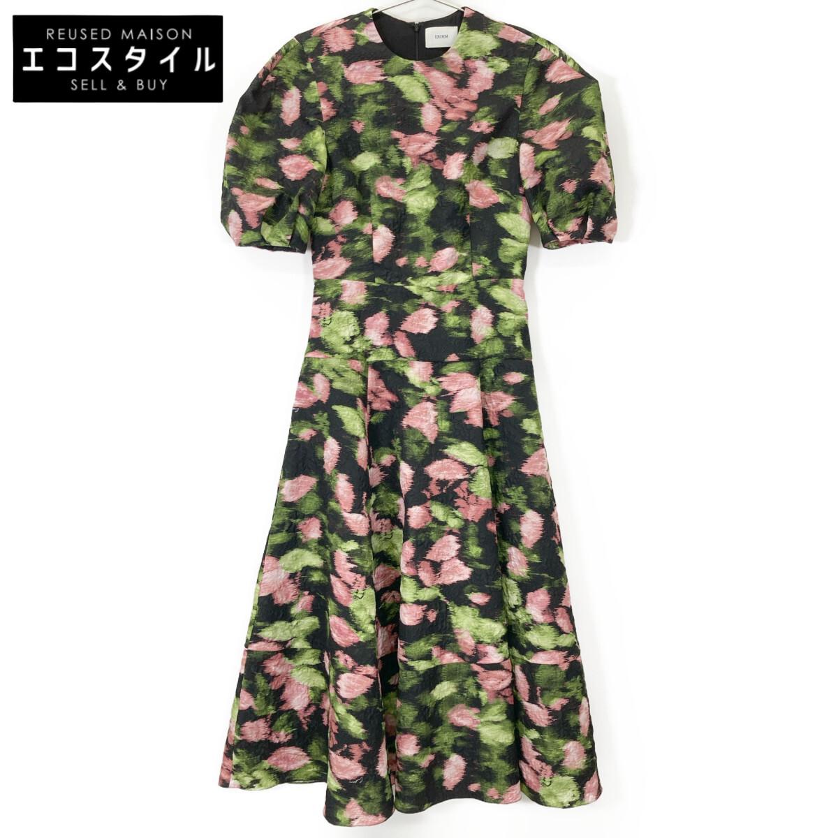 

ERDEM F1D914 Black floral print one-piece 24FW dress UK6 blackUsed