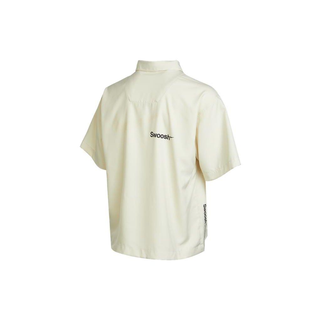 Nike Sportswear Logo Single-Breasted Solid Short Sleeve Shirt Men Tops Fossil-Gray DX6308-244