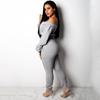 European Style Fashion Women Sweater Strap Off Shoulder Top and Pant Set Fashion Casual Wear Suit