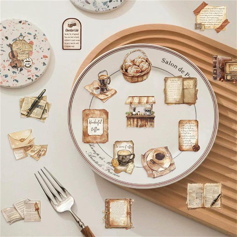 Adesivi a Tema Caffetteria Good-Retro per Scrapbooking 50 Pezzi Impermeabili Trasparenti in PET Decalcomanie Estetiche