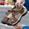 Sandals Men's Cowhide Outer Wear Non-slip Bag Head Hole Men's Sports Wear-resistant Outdoor Beach Shoes