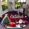 Santa Claus Carpet, Non-slip Office Chair Rug, Digital Print Home Round Rug, Unique Festival Decorations
