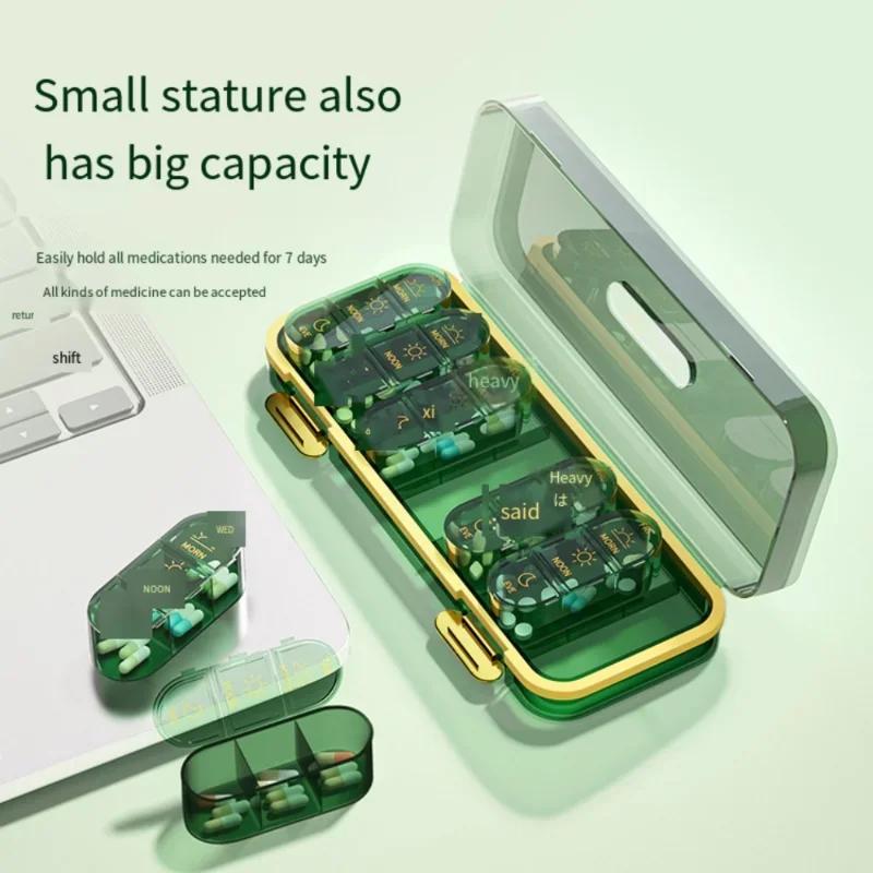Seven-Day Pill Boxes Medicine Box 21 Compartment Portable Pill Box Large Capacity Portable Medicine Box Pastilleros Medicaments