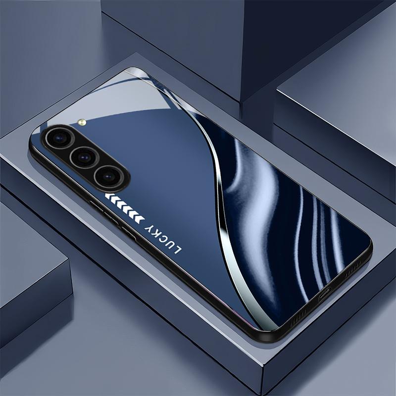 

Lucky Ripple Pattern Glass Phone Case Suitable for Samsung Galaxy S26 S25 S24 S23 S22 S20 FE/Ultra/Plus Anti Drop Back Cover Galaxy S23 FE