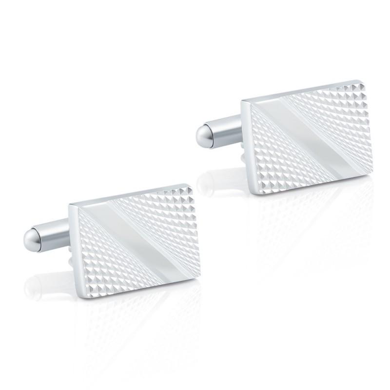 High End Electroplated Silver Batch Flower Metal Cufflinks Men s French CL-L035