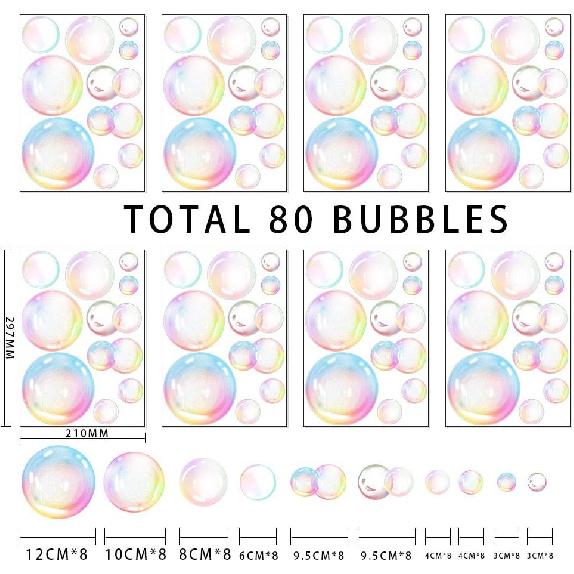 Transparent Bubble Wall Decal Sticker Cutout Kid's Under The Sea Birthday Party Decoration Blue White Colour Bubble Ocean Background Decor Water Soap