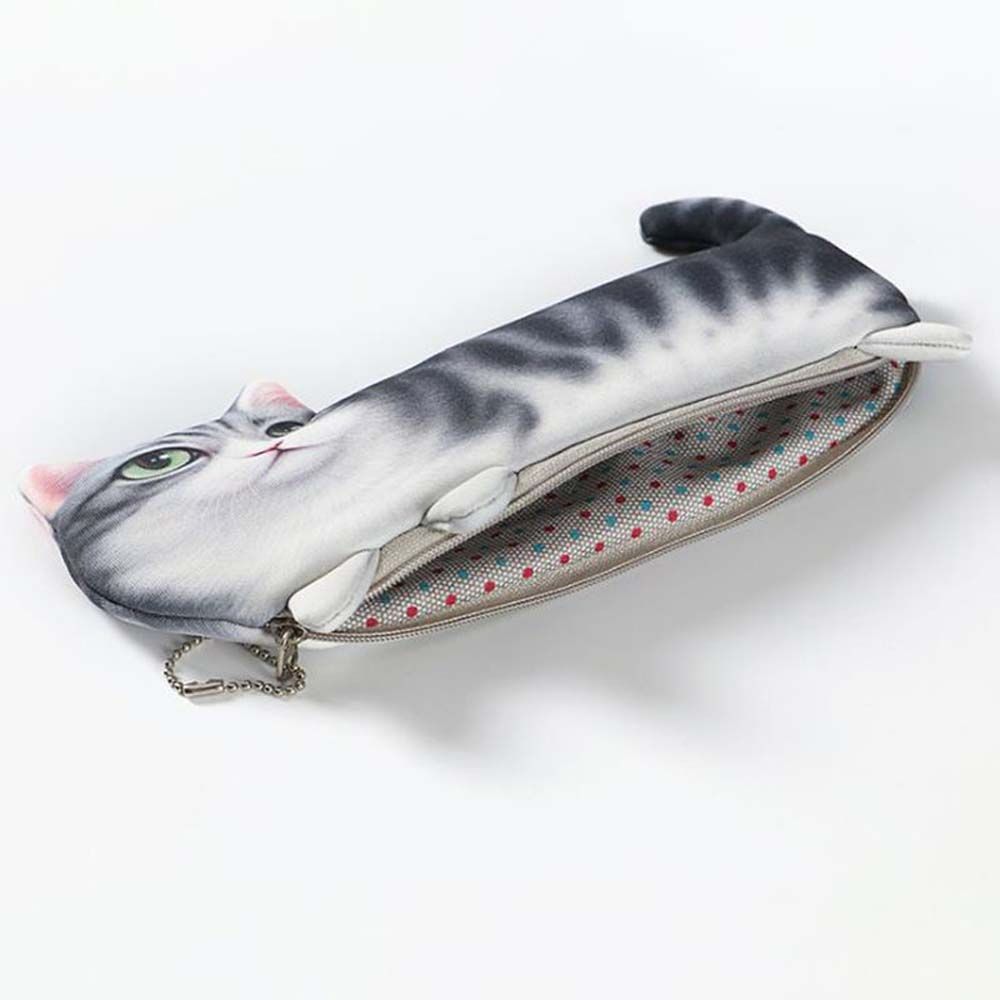 Supplies Student Gift Pencil Box Pencil Case Storage Organizer Pen Bag Simulation Cartoon Cat