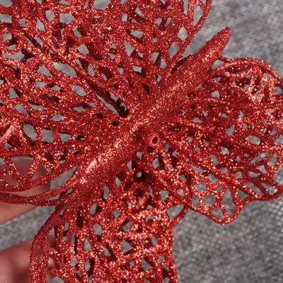 6 sztuk Czerwone Bożonarodzeniowe Dekoracje Motyle 15 cm Błyszczące Ozdoby na Drzewko Weselne Imprezę Dom Ogród Szopa Użytek Festiwalowy