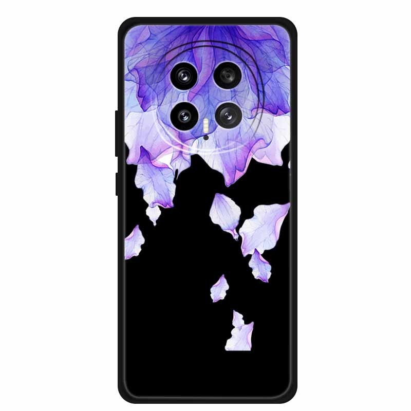 Phone Case For Honor Magic8 5G Soft TPU Black Silicone Cover For Honor Magic 8 2025 Case Coque Cartoon Flowers Protective Funda