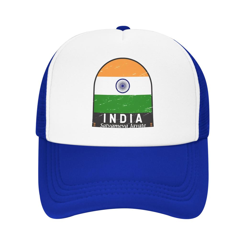 Mesh Sun Hats India Flag Emblem Vintage Summer Trucker Hat For Unisex-Teens y2k Funny Hot Sale Hunting Camping Baseball Cap