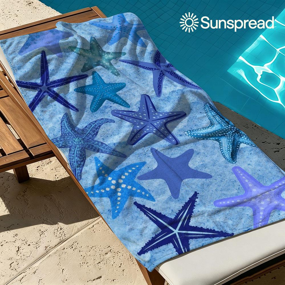 Blue Watercolor Starfish Quick Drying Bath Towel Microfiber beach towel light weight swimming camping yoga beach out