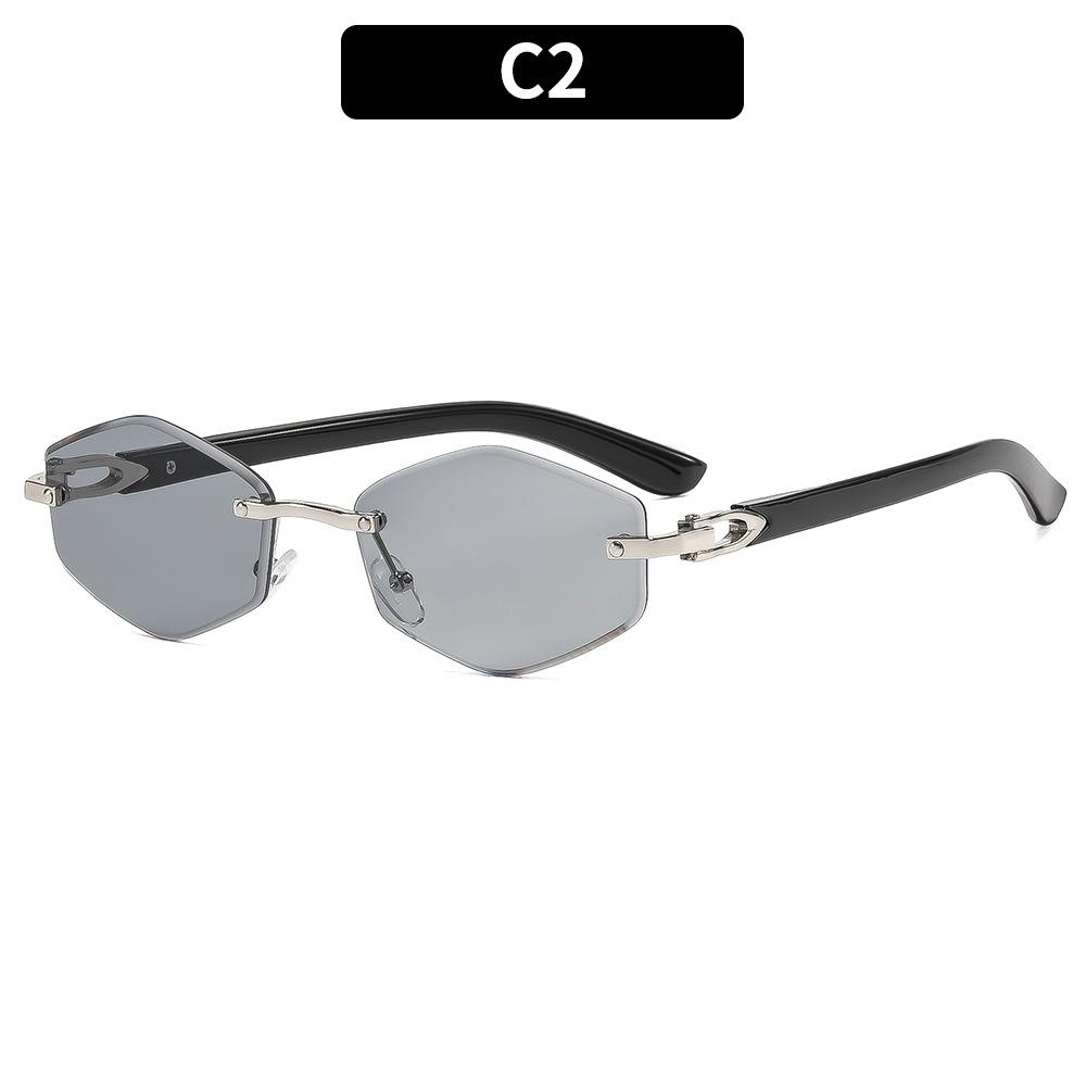 European and American fashion new frameless sunglasses personalized trimming high-end spicy sunglasses personalized versatile street shot glasses