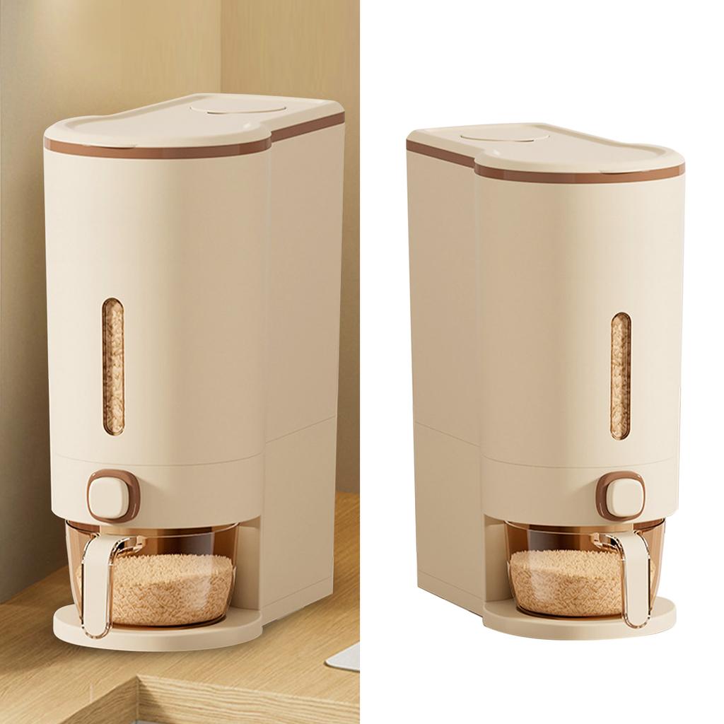 Press Rice Dispenser with Measuring Cup Transparent Window Detachable Sealed Grain Storage